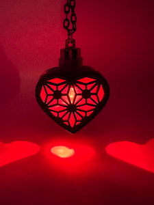 Geo Heart || LED Pendant || Red Cedar