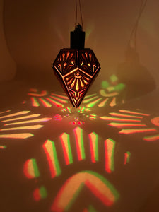 Acute Prism || LED Pendant || Red Cedar