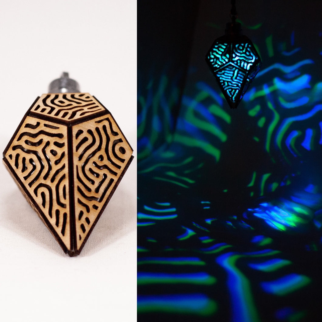 The Organic Prism || LED Pendant || Cherry Wood