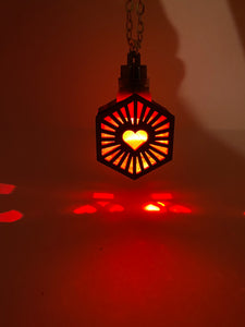 Hexa Heart || LED Pendant || Red Cedar