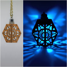 Load image into Gallery viewer, The Tribal Shield || LED Pendant || Cherry Wood