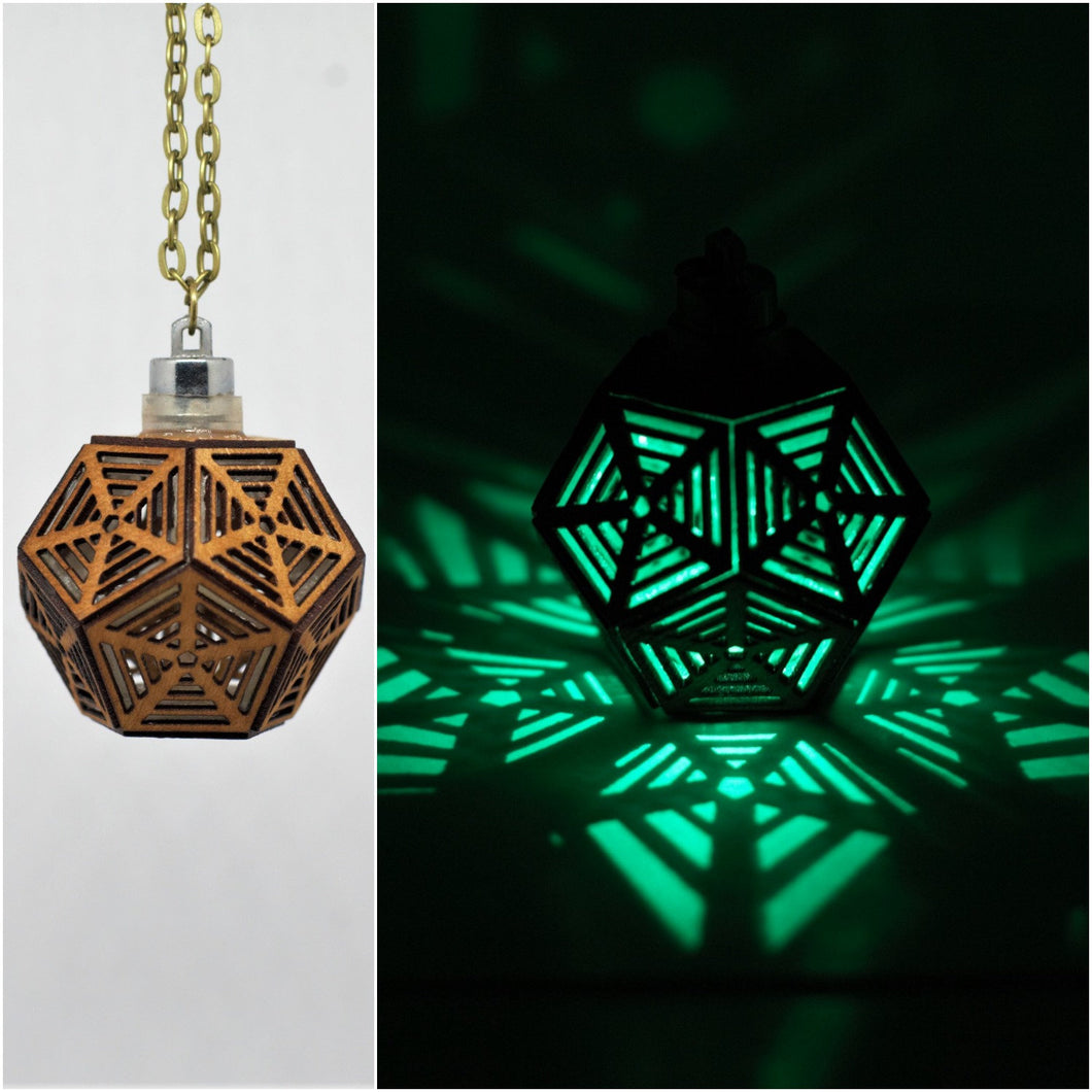 Dodecahedron Rising || LED Pendant || Cherry Wood